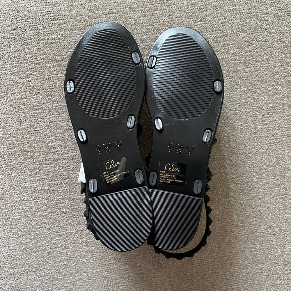 NWT Celia Black Gladiator Jelly Sandals - Picture 2 of 5